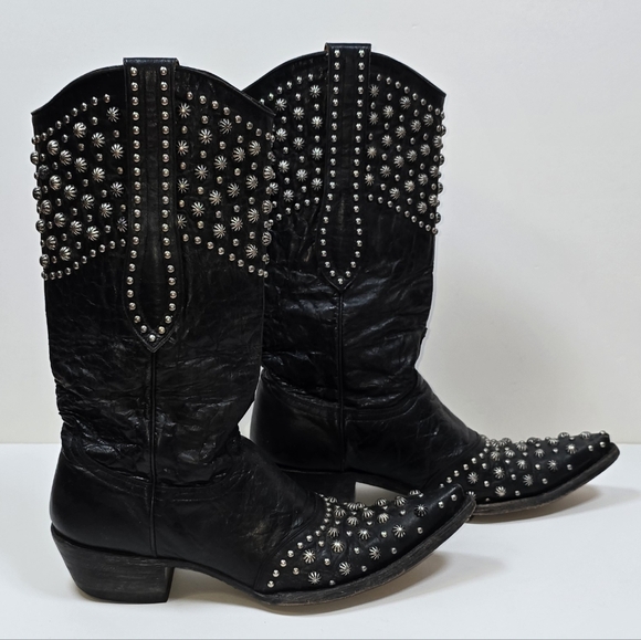 Old Gringo Leigh Anne Studded Leather Western Boots Vesuvio Black Size 9 - Picture 6 of 15